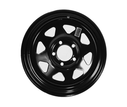 Trailer Rim Wheel 15 in. x 6 in. 15x6 5 Lug Hole Bolt Wheel Black Spoke Design
