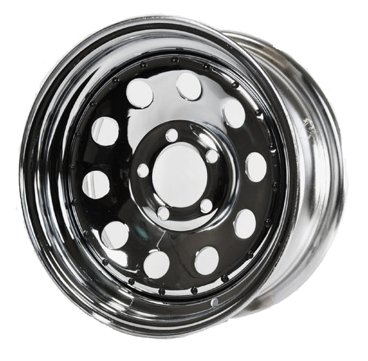 Trailer Rim Wheel 13 in. 13X4.5 5 Lug Hole Bolt Wheel Chrome Modular W/Rivets