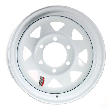 eCustomrim 2-Pack Trailer Rims Wheels 15 Inch 15x6 6 Lug on 5.5 Inch White Spoke