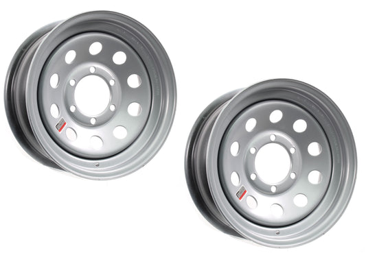 eCustomrim 2-Pk Trailer Rims Wheels 15 Inch 15x6 in. Silver Modular Design 6 Lug