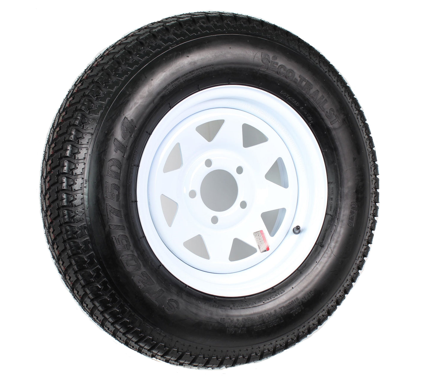 Trailer Tire On Rim ST205/75D14 205/75 14 in. LRC 5 Bolt Hole White Spoke Wheel