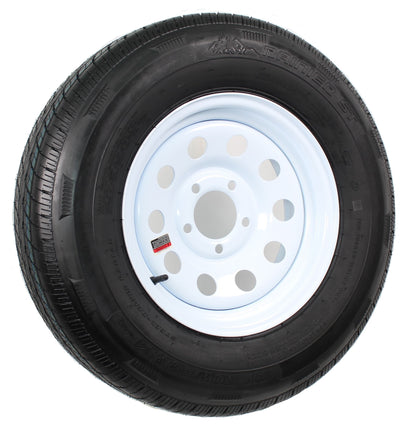 eCustomrim Radial Trailer Tire On Rim ST205/75R14 Load C 5 Lug White Wheel Mod