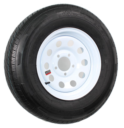 Radial Trailer Tire On Rim ST205/75R14 Load C 5 Lug White Modular Wheel