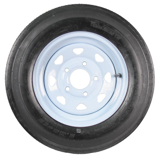 Trailer Tire On Rim 5.30-12 530-12 5.30 X 12 12 in. 5 Lug Hole Wheel White Spoke