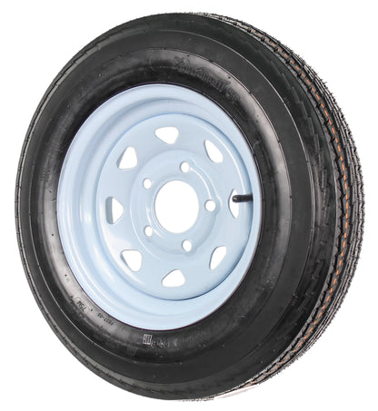 Trailer Tire On Rim 5.30-12 530-12 5.30 X 12 12 in. 5 Lug Hole Wheel White Spoke