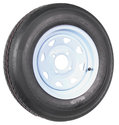 Trailer Tire On White Rim 530-12 5.30-12 5.30 x 12 Load C 4 Lug 12 x 4 Wheel