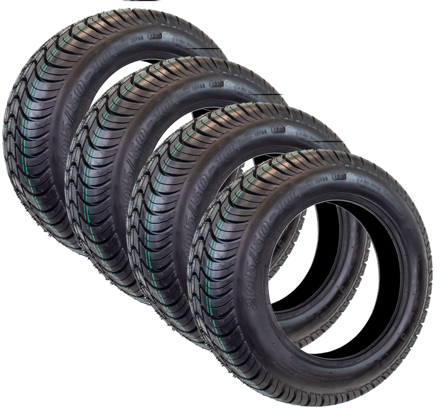 4-Pack eCustomrim 205/50-10 Golf Cart Street ATV Trailer Tire