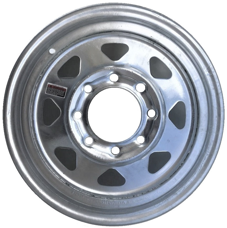 eCustomrim Trailer Wheel Galvanized Rim 16 Inch 16 x 6 Spoke 8 Lug On 6.5 Inch