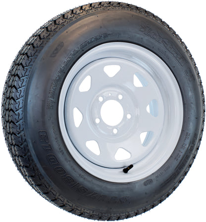Trailer Tire On Rim ST175/80D13 175/80 D 13 LRB 5 Lug White Spoke Wheel 1100#