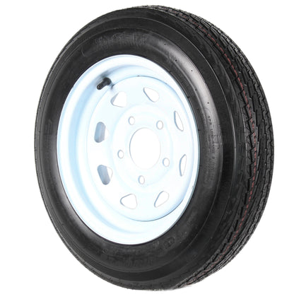 2-Pk Trailer Tire On Rim 480-12 4.80-12 12 LRB 5 Hole White Spoke Wheel Stripe