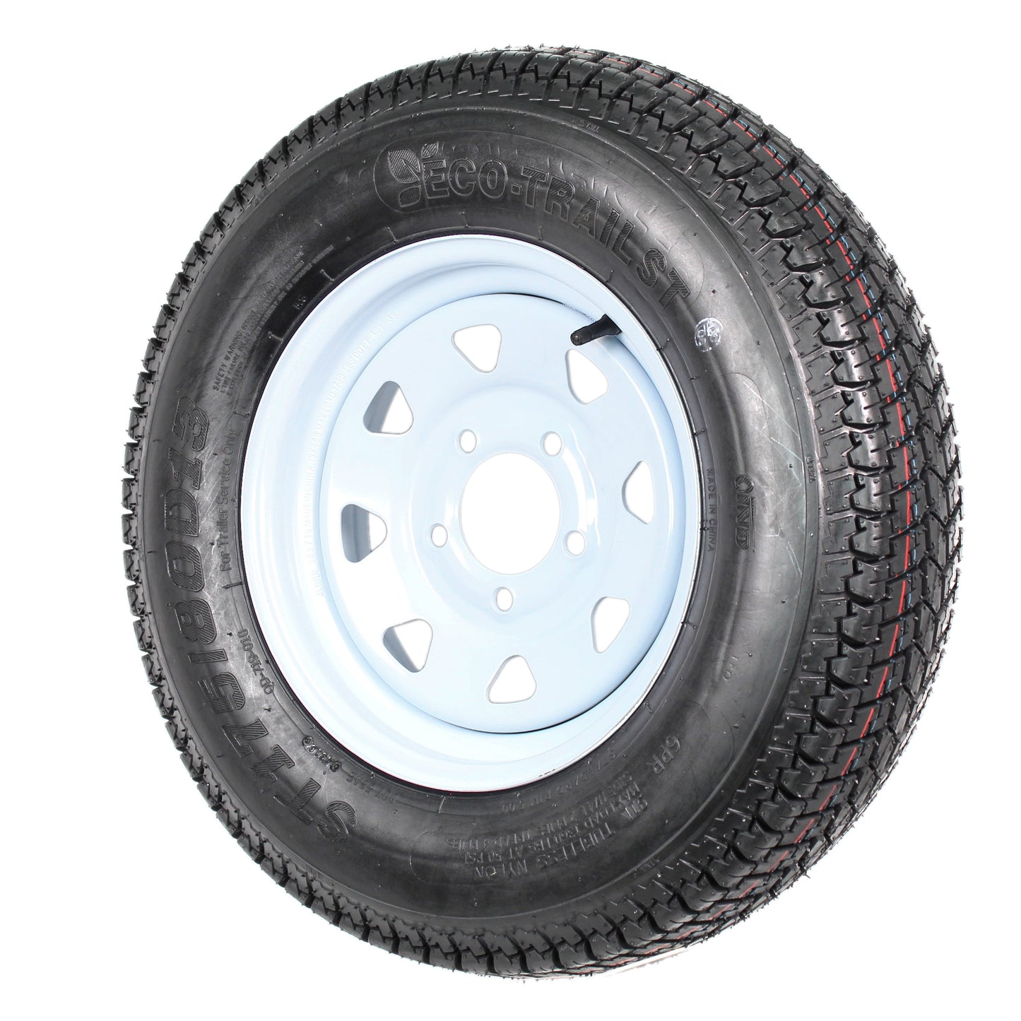 Eco Trailer Tire Rim ST175/80D13 175/80 B78-13 LRC 5 Lug Wheel White Spoke