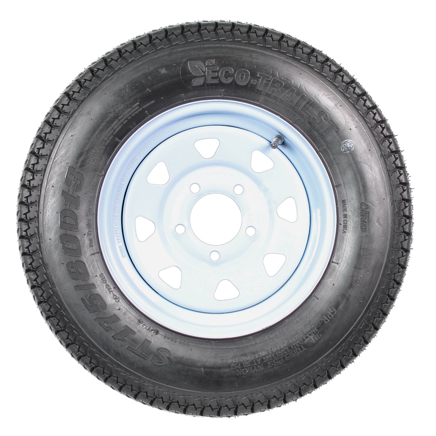 2-Pk Trailer Tire On Rim ST175/80D13 175/80 13 in. LRC 5 Hole White Spoke Wheel