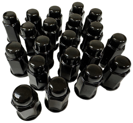 20-Pack Solid Black 1/2" Lug Nuts 1/2-20 For Trailer Wheel Rim Acorn Bulge Style