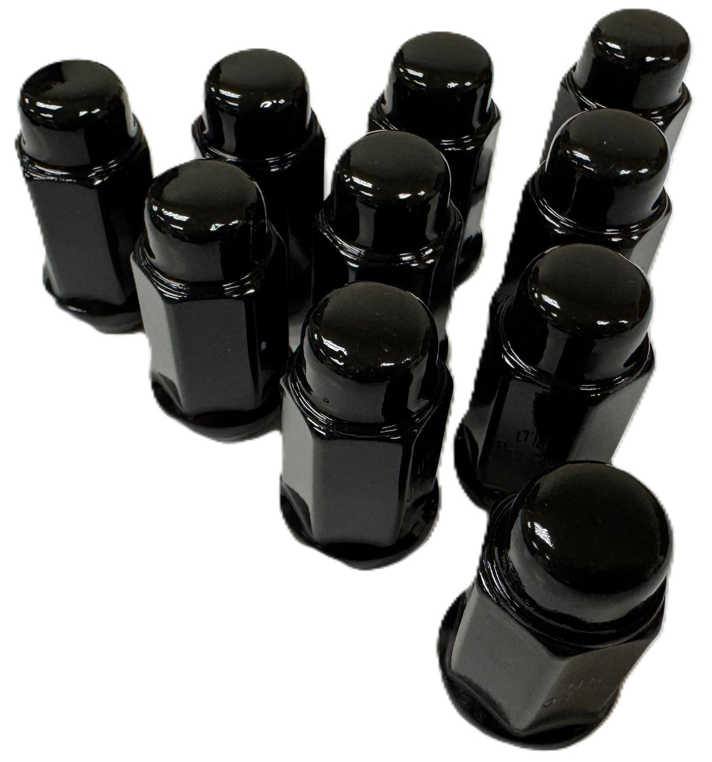 10-Pack Solid Black 1/2-20 Lug Nuts For Trailer Wheel Rim Acorn Bulge Style