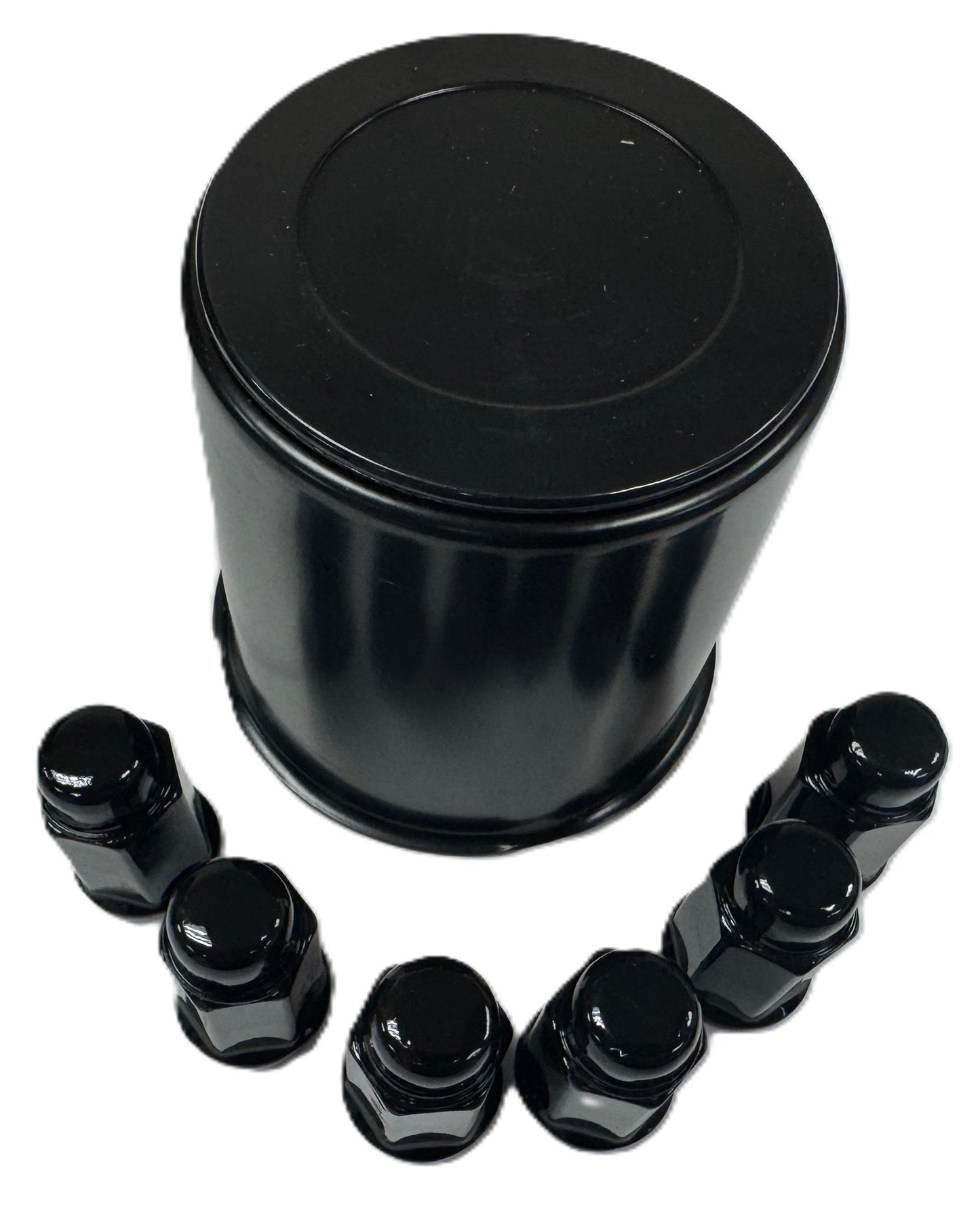 Trailer Wheel Lug and Cap Set - Black Hub Cover 6 Painted Lugs 3.75 Inch Center