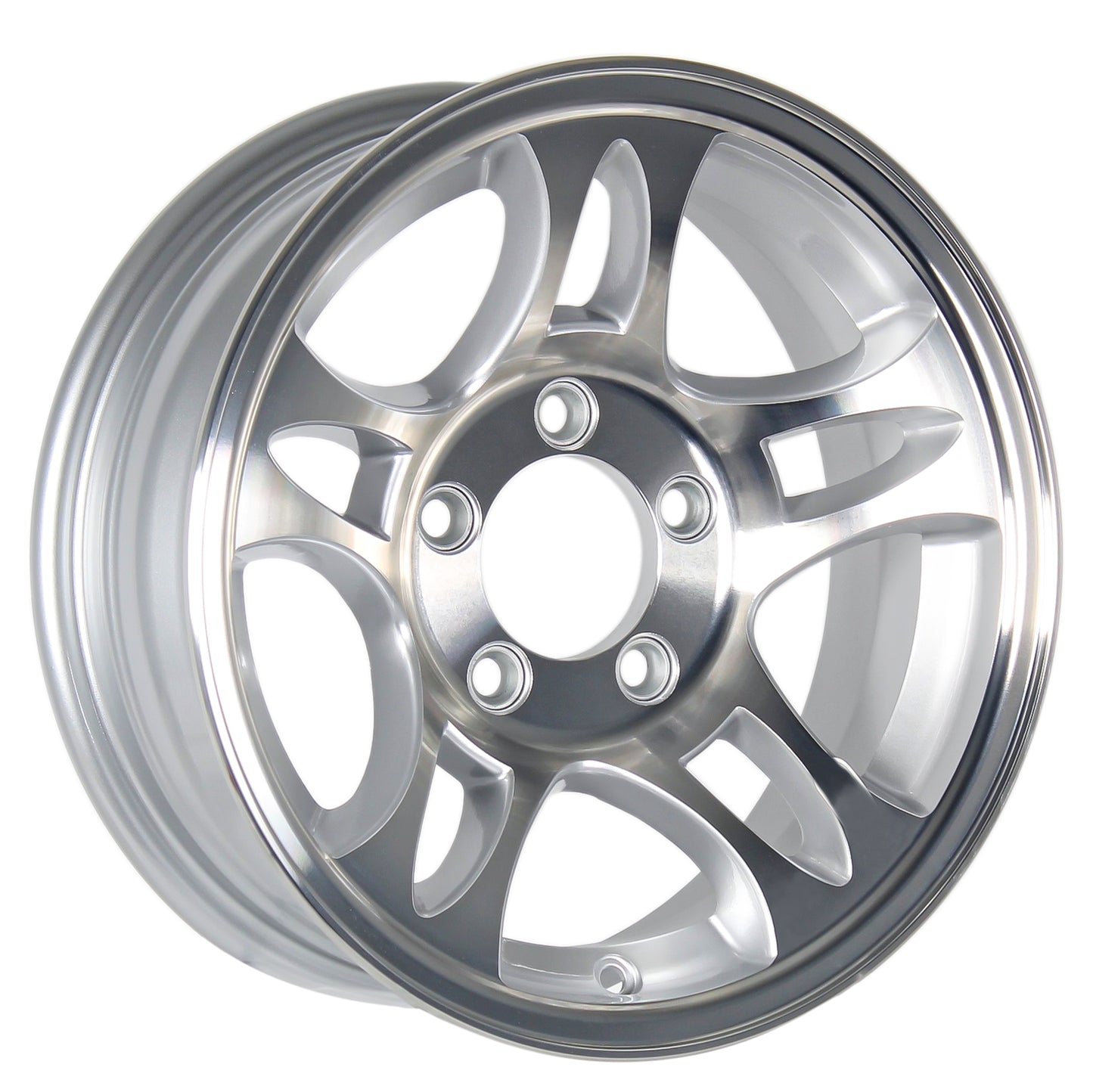 eCustomrim Aluminum Trailer Wheel 14X5.5 14 Inch T03 Silver 5 Lug On 4.5" Rim