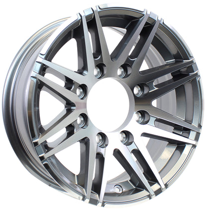 eCustomrim Aluminum Trailer Wheel 16X6 16 Inch Rim Silver Machined 8 Lug