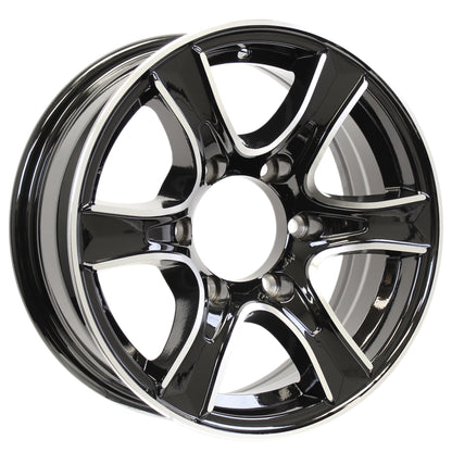 eCustomrim Aluminum Trailer Wheel 15X6 15 Inch Thoroughbred Black 6 Lug 5.5" Rim