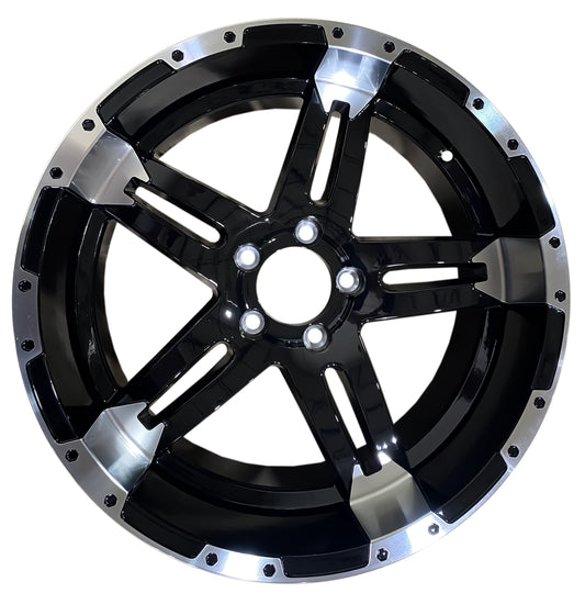 eCustomrim 18x9 Trailer Wheel Gloss Black Turismo Machined Face 5 Lug 4.5 Center