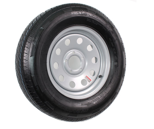 Trailer Tire On Rim ST205/75R15 205/75 15 LRC 5 Bolt Hole Modular Wheel Silver