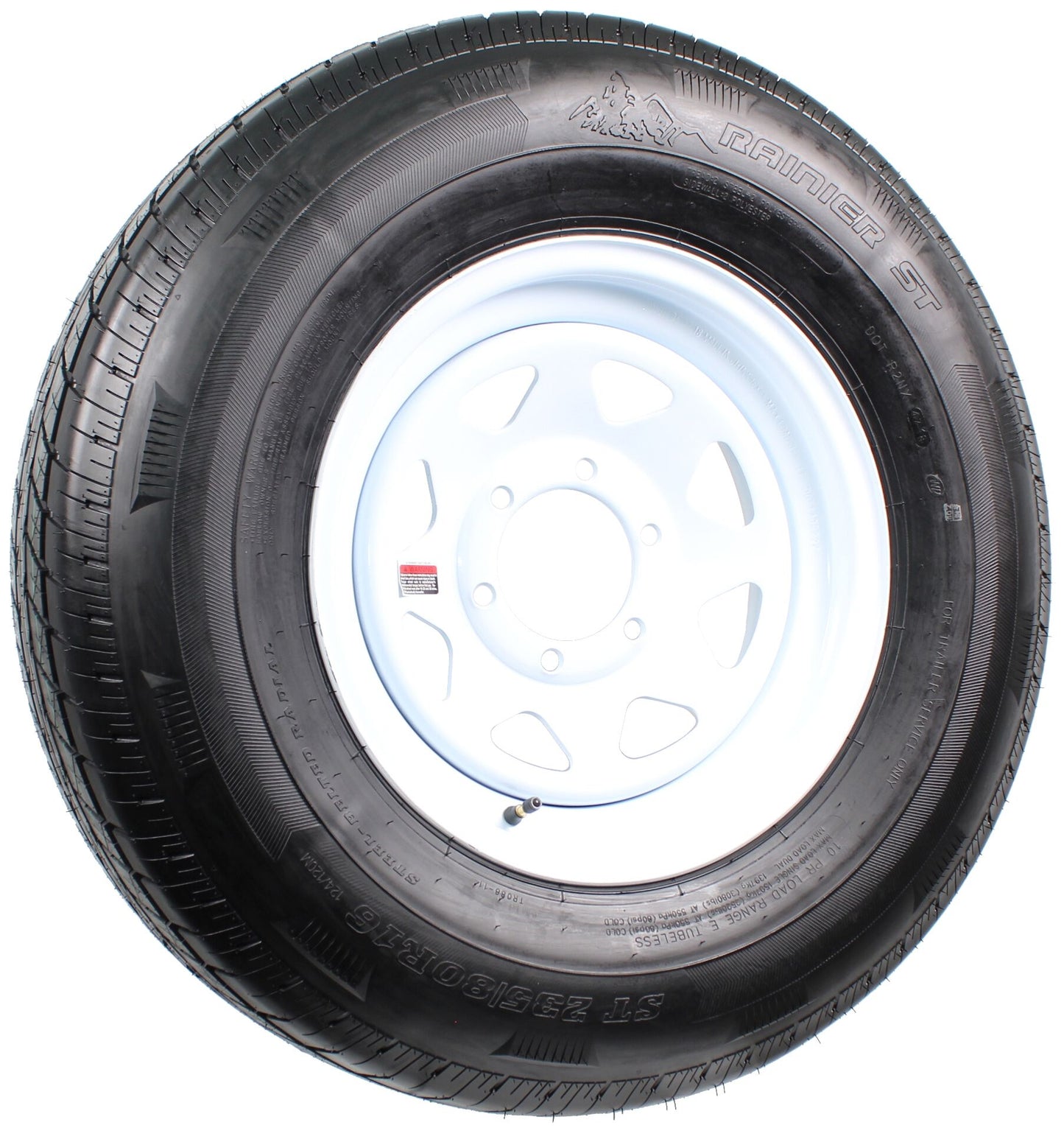 Radial Trailer Tire On Rim ST235/80R16 LRE 16" 6 Lug Spoke White Wheel