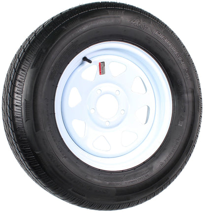 Mounted Radial Trailer Tire and Rim ST205/75R15 LRD 15X5 5-4.5 White Spoke Wheel