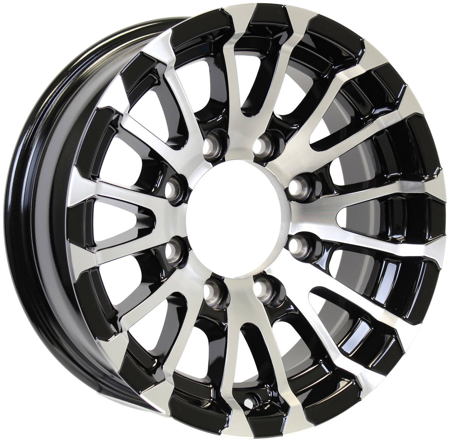 Aluminum Trailer Wheel 16X6 16 X 6 8 Lug 6.5 Center Avalanche Machined Black Rim