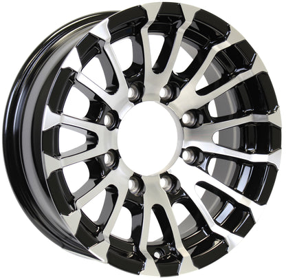 Aluminum Trailer Wheel 16X6 16 X 6 8 Lug 6.5 Center Avalanche Machined Black Rim