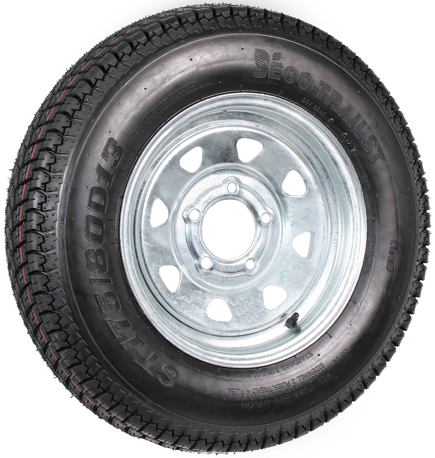 Eco Trailer Tire On Rim B78-13 D ST175/80D13 5 Lug Bolt Wheel Galvanized Spoke