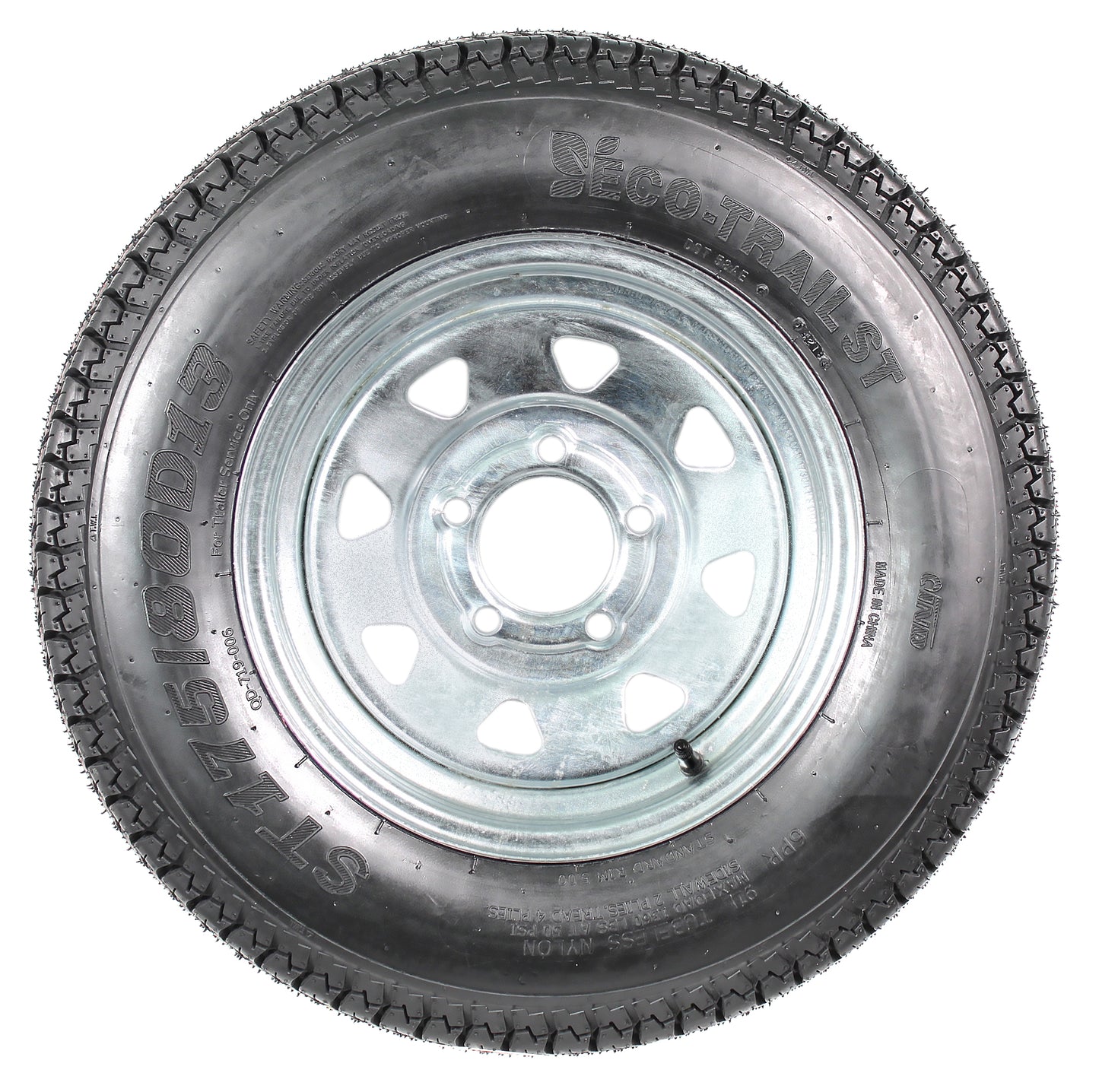 Eco Trailer Tire On Rim B78-13 D ST175/80D13 5 Lug Bolt Wheel Galvanized Spoke