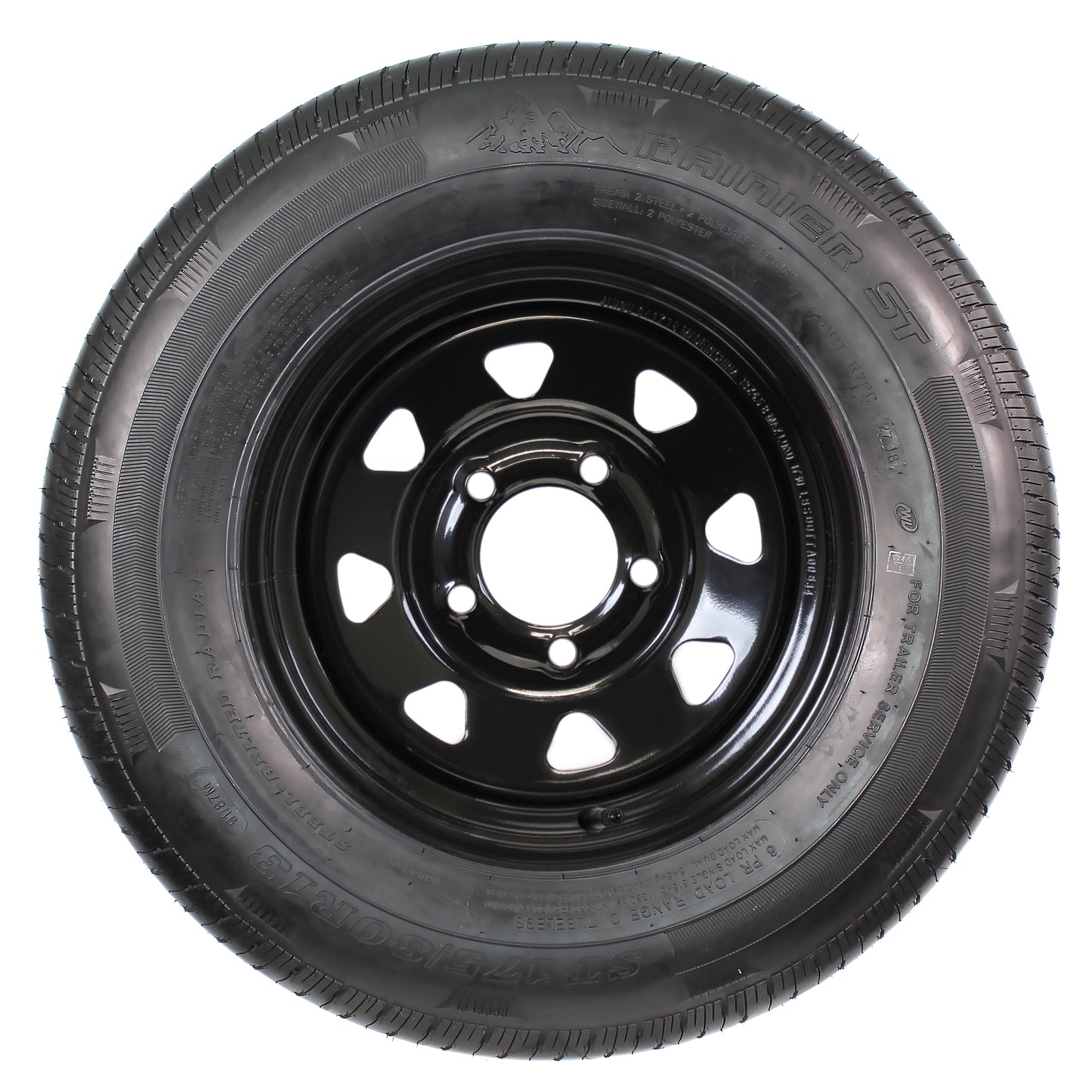 Trailer Tire and Rim Radial ST175/80R13 175/80 R 13 LRC 5-4.5 Black Spoke Wheel