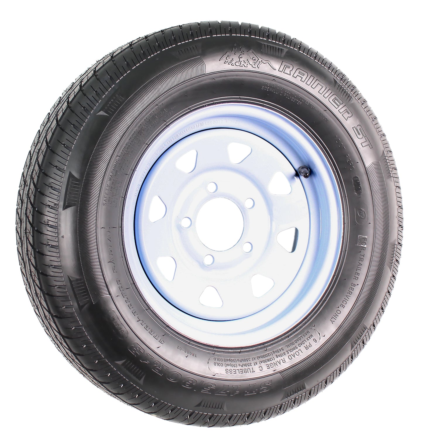 Mounted Radial Trailer Tire On Rim ST175/80R13 Load C 5 Lug White Spoke Wheel
