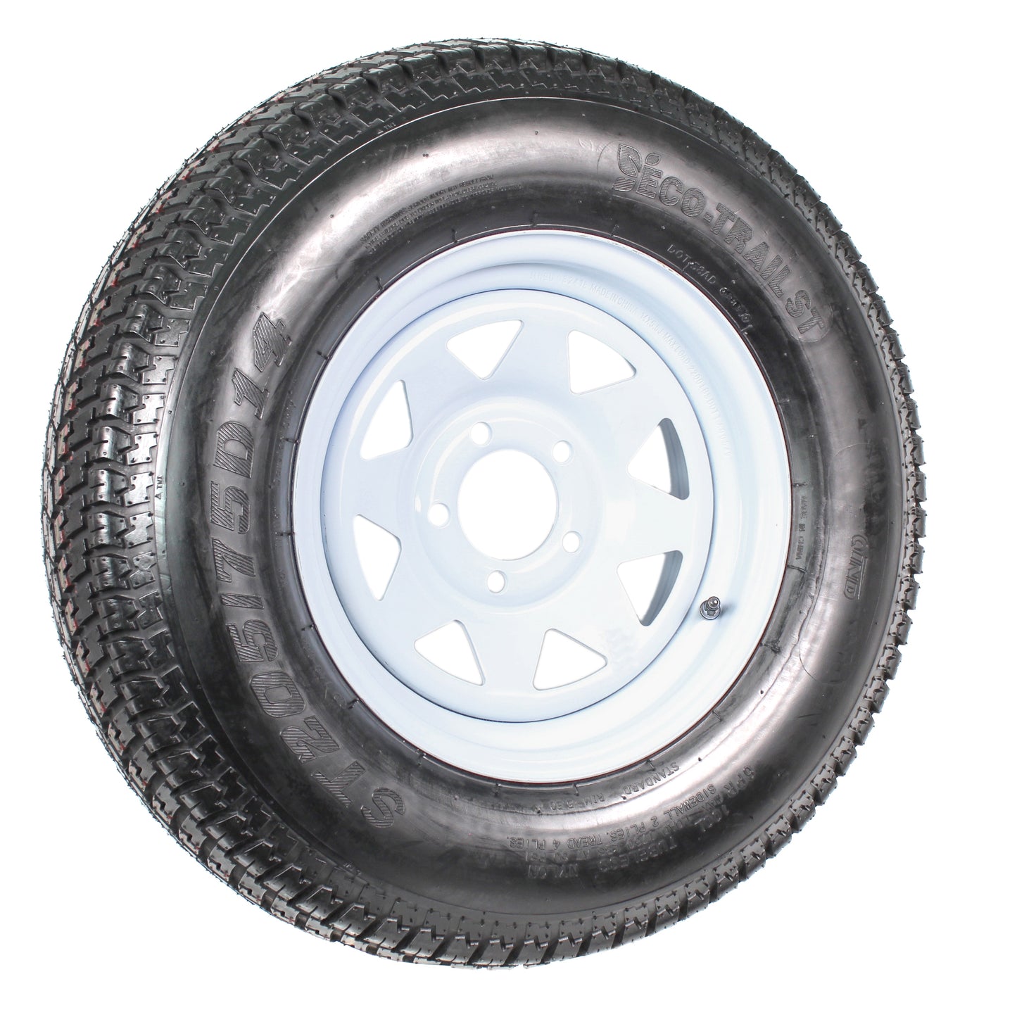 Trailer Tire Rim ST205/75D14 2057514 F78-14 14 in. LRC 5 Lug Wheel White Spoke
