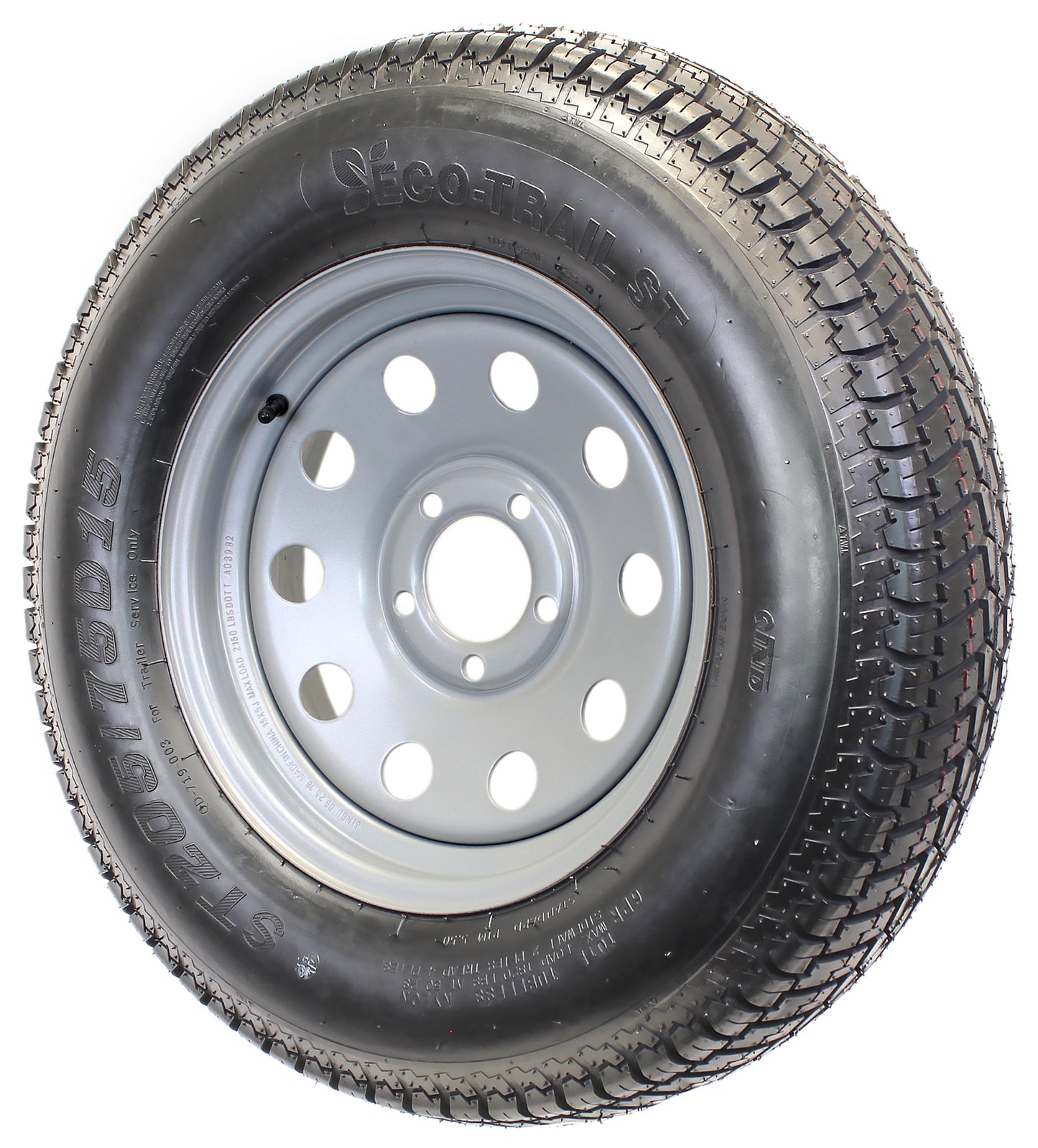 Trailer Tire On Rim ST205/75D15 F78-15 205/75-15 LRC 5 Lug Wheel Silver Mod