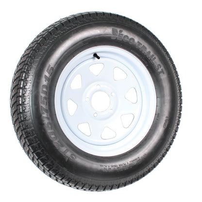 2-Pk Trailer Tire On Rim ST205/75D15 205/75 15 in. LRC 5 Hole White Spoke Wheel