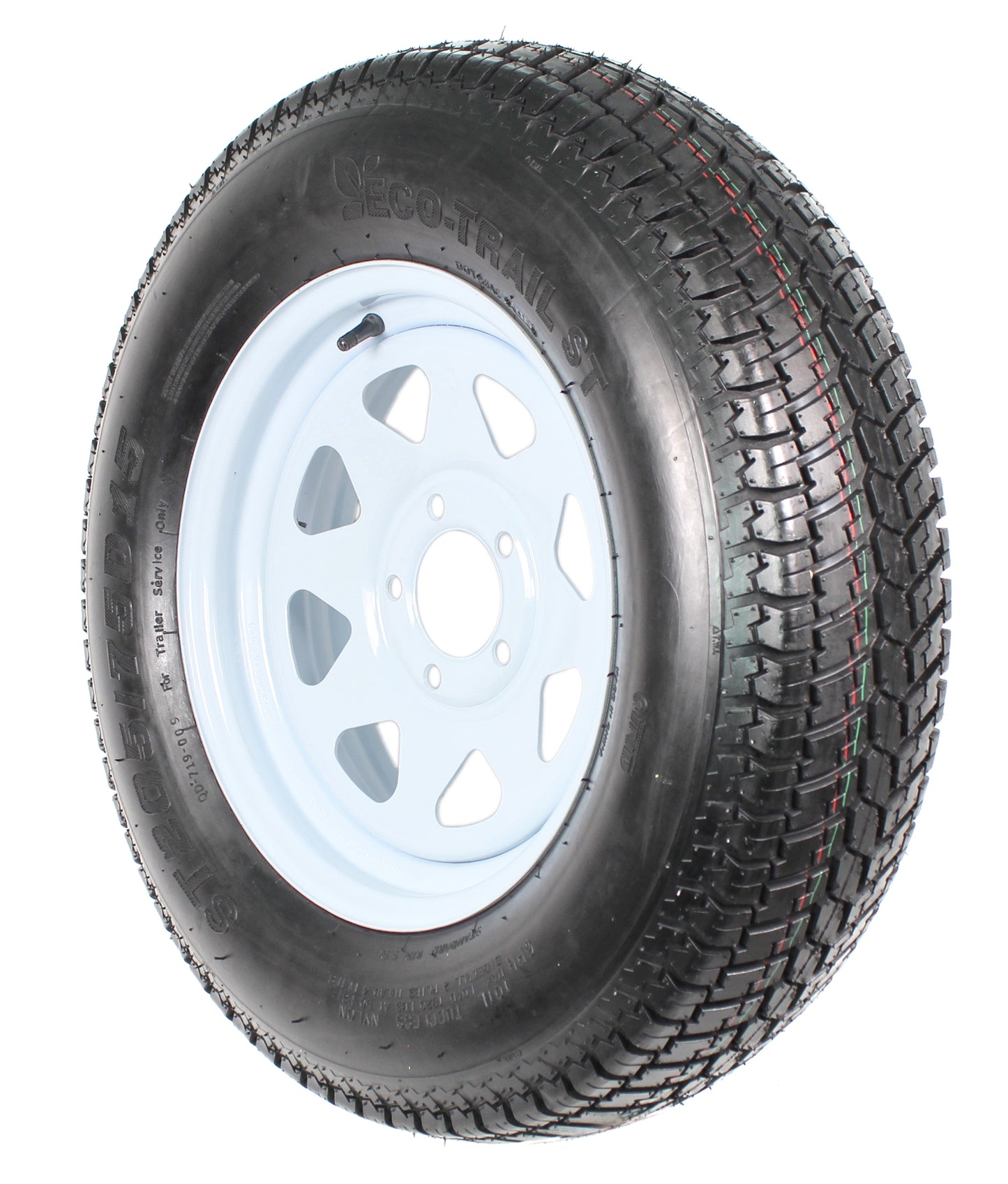 Eco Trailer Tire On Rim ST205/75D15 15 in. Load C 5 Lug White Spoke Wheel