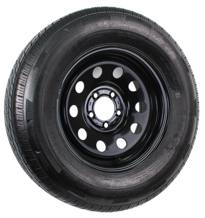 Radial Trailer Tire On Rim Rainier ST205/75R15 15X5 5-4.5 Black Modular Wheel