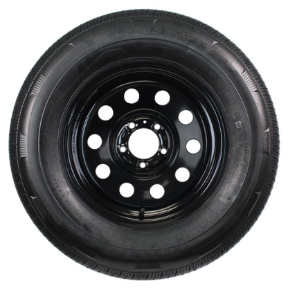 Radial Trailer Tire On Rim ST205/75R15 Load C 5 Lug Modular Black Wheel