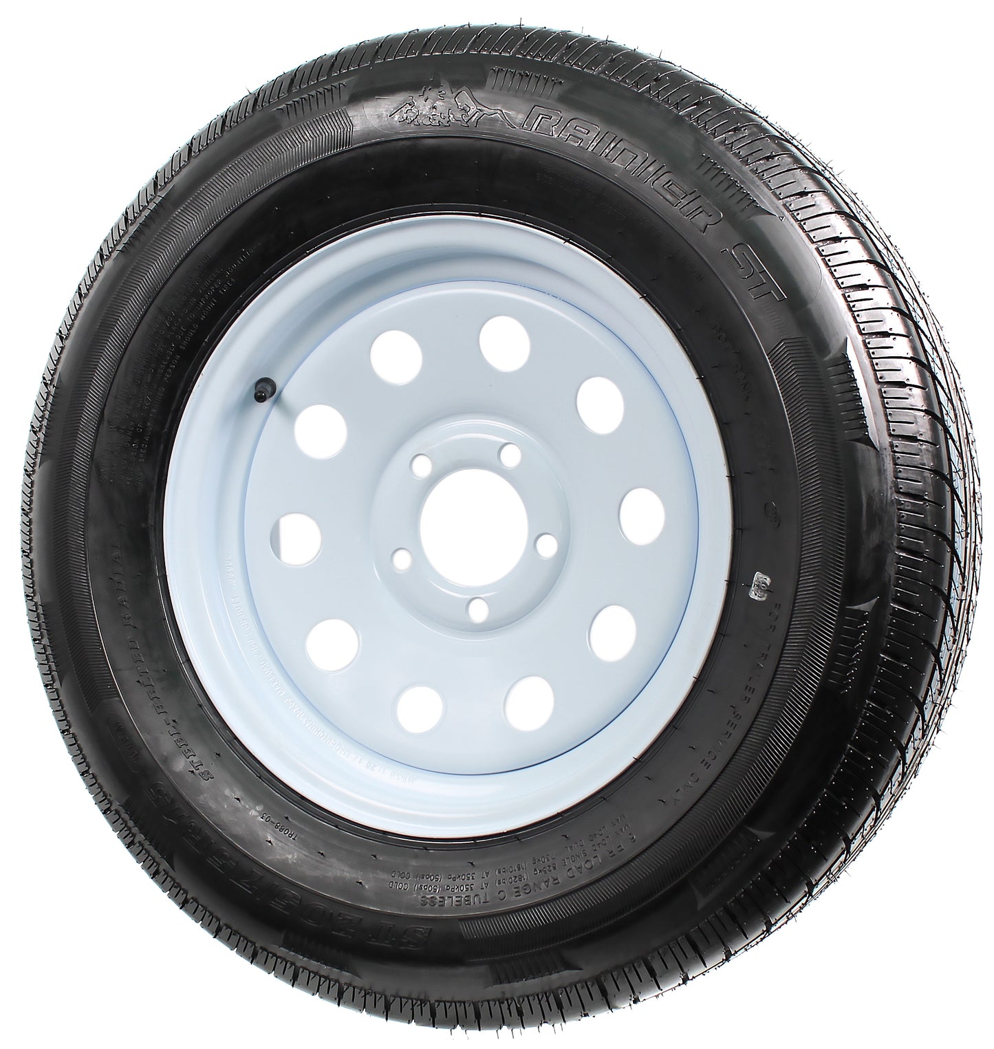 Radial Trailer Tire On Rim ST205/75R15 205/75-15 15 5 Lug Wheel White Modular