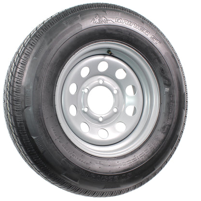 Radial Trailer Tire On Rim ST225/75R15 225/75-15 15 D 6 Lug Wheel Silver Modular