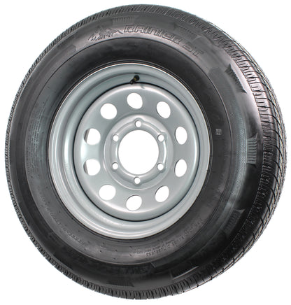 Radial Trailer Tire On Rim ST225/75R15 225/75-15 15 D 6 Lug Wheel Silver Modular