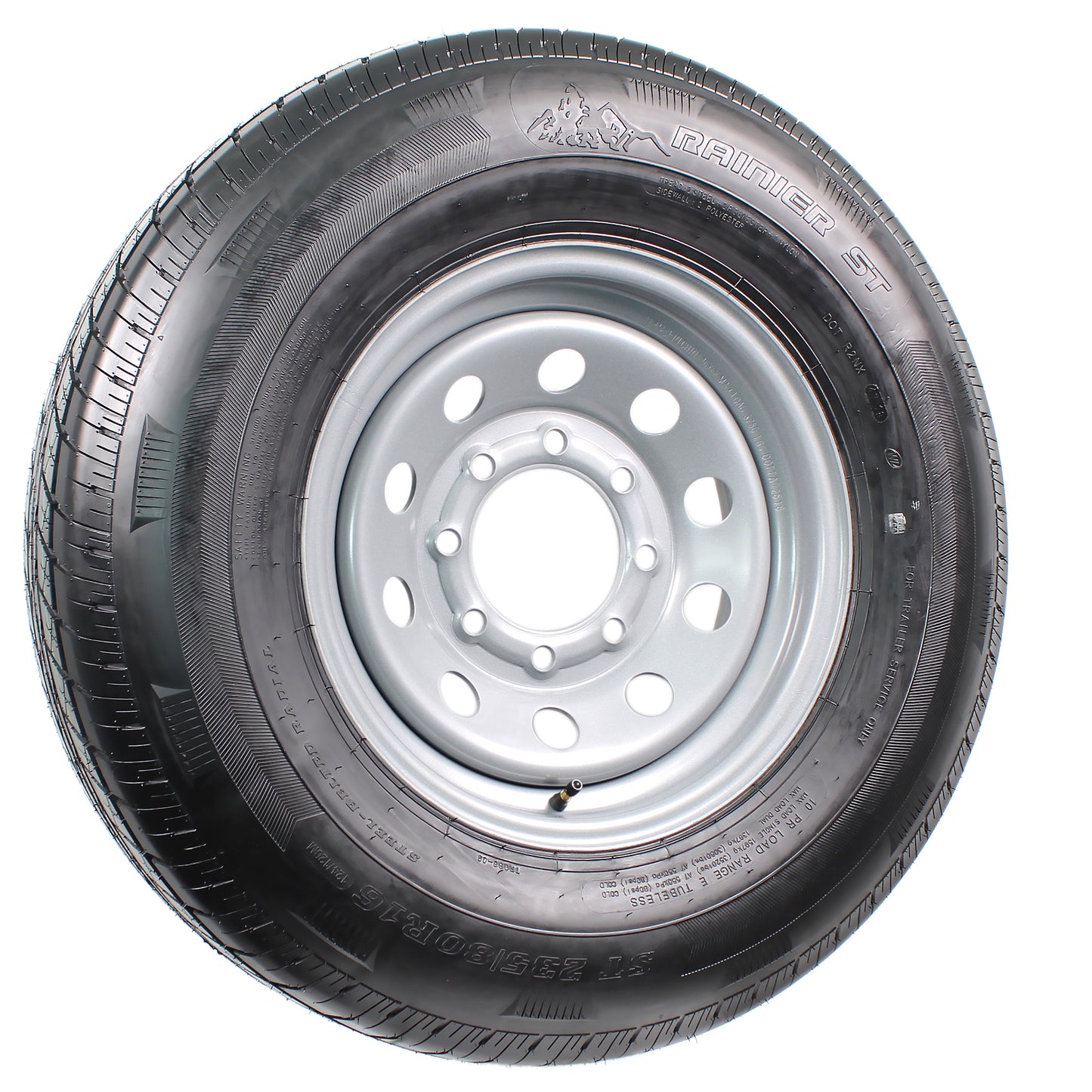 Radial Trailer Tire On Rim ST235/80R16 LRE 16" 8 Lug Modular Silver Wheel