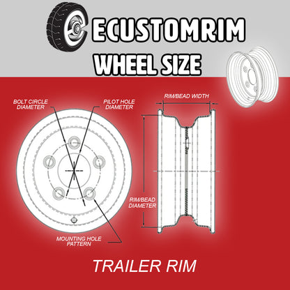 Radial Trailer Tire On Rim ST205/75R14 Load C 5 Lug White Modular Wheel