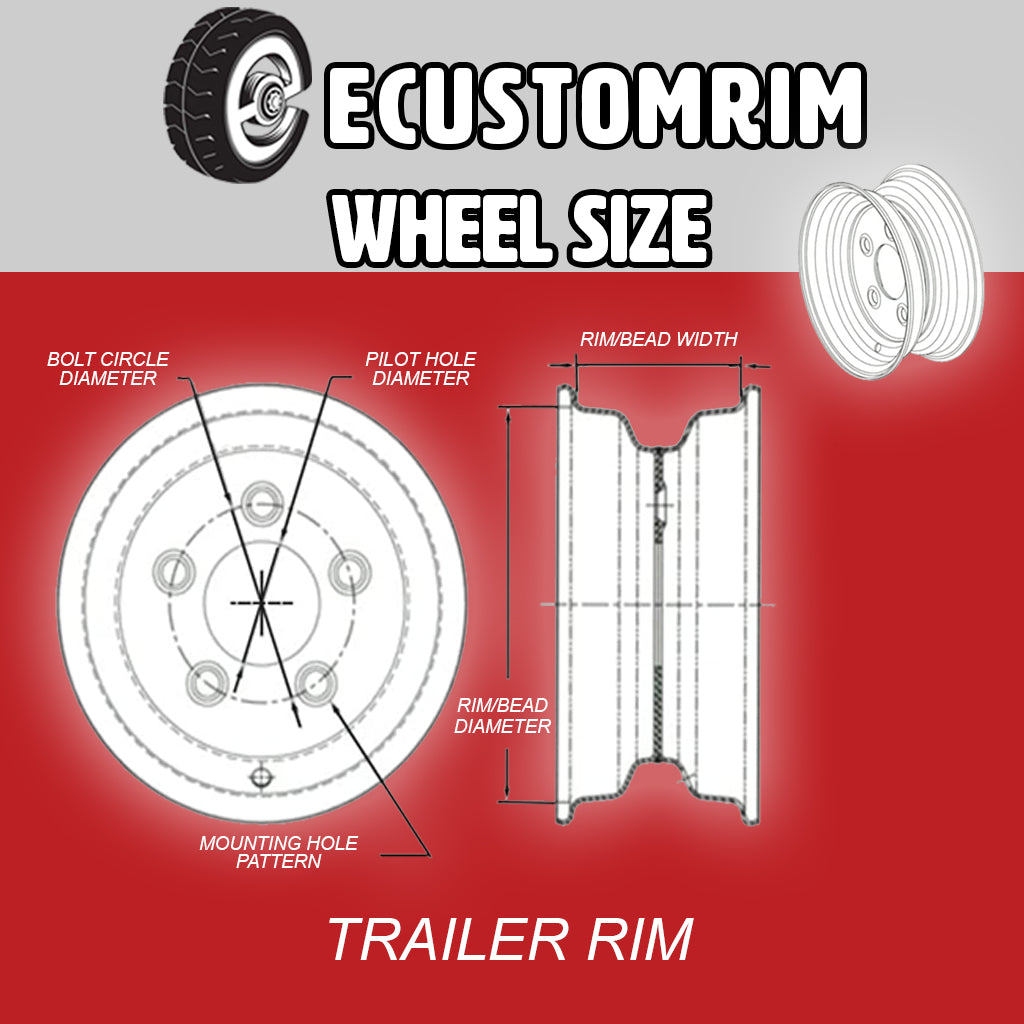 Radial Trailer Tire On Rim ST205/75R14 205/75-14 14 5 Lug Wheel White Modular