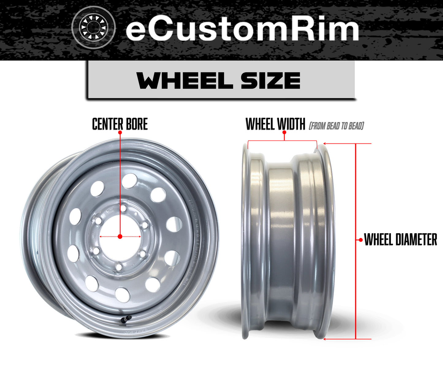 eCustomrim 2-Pack Trailer Rims Wheels 15 Inch 15x6 6 Lug on 5.5 Inch White Spoke