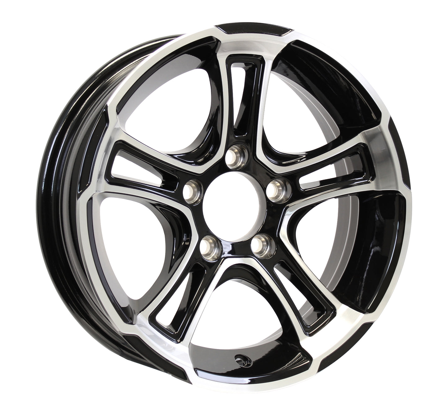 Aluminum Trailer Wheel 15X6 15 Inch Rim Black and Machined 5 Lug YCWH56545BM