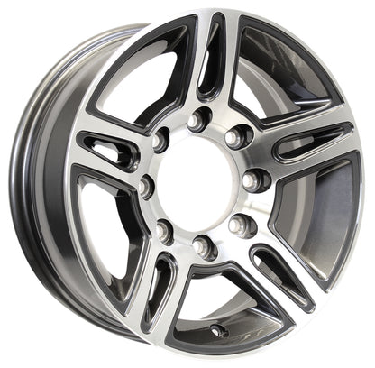 Aluminum Trailer Wheel 16X6 16 Inch Rim Gun Metal Machined 8 Lug YFPN66867GM